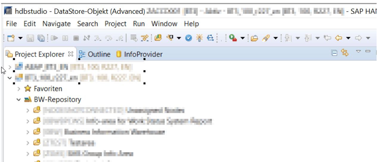 SAP HANA Studio Arbeit mit der BWModellingPerspektive