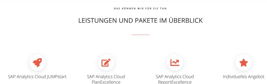 Leistungen und Pakete SAP Analytics Cloud